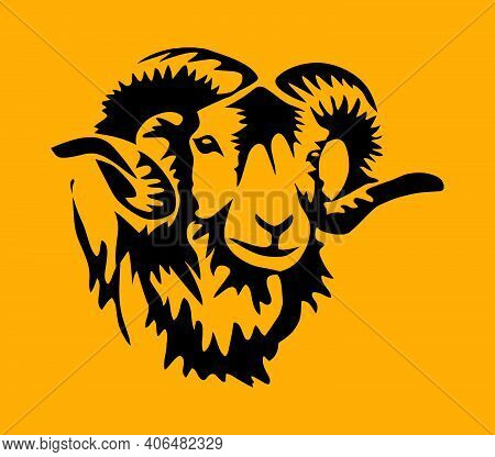 Sketch Of Indian Big Horn Sheep Or Goat Outline Editable Illustration