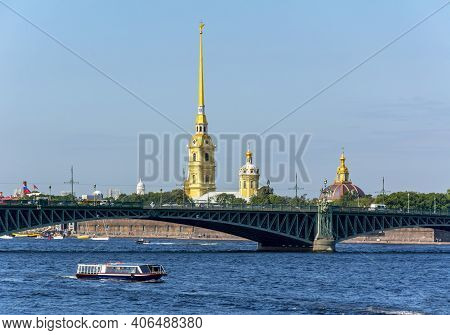 Peter And Paul Cathedral And Trinity (troitsky) Bridge, Saint Petersburg, Russia
