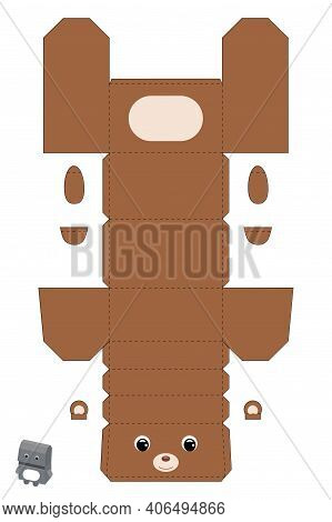 Party Favor Box Bear Design For For Sweets, Candies, Small Presents, Bakery. Package Template, Great