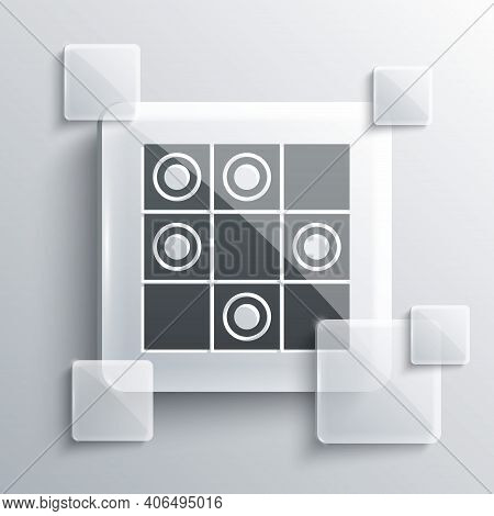 Grey Board Game Of Checkers Icon Isolated On Grey Background. Ancient Intellectual Board Game. Chess