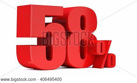 58 Percent Off 3d Sign On White Background, Special Offer 58% Discount Tag, Sale Up To 58 Percent Of
