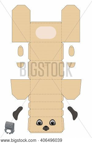 Party Favor Box Pug Dog Design For For Sweets, Candies, Small Presents, Bakery. Package Template, Gr