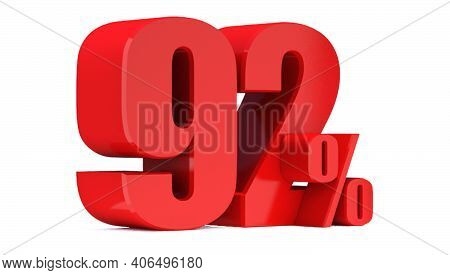 92 Percent Off 3d Sign On White Background, Special Offer 92% Discount Tag, Sale Up To 92 Percent Of