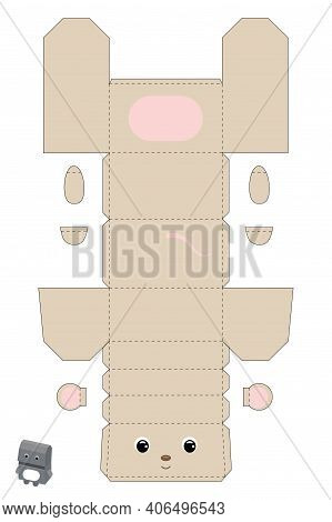 Party Favor Box Mouse Design For For Sweets, Candies, Small Presents, Bakery. Package Template, Grea