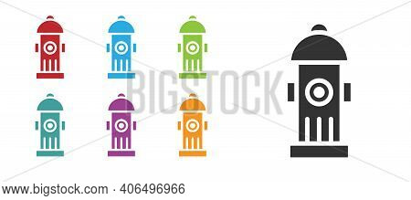 Black Fire Hydrant Icon Isolated On White Background. Set Icons Colorful. Vector