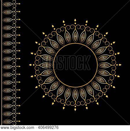 Vector Patterned Gold Ornate Frame And Border