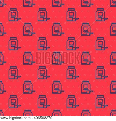Blue Line Sports Nutrition Bodybuilding Proteine Power Drink And Food Icon Isolated Seamless Pattern