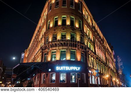 Moscow, Russia July 8, 2014 - An Old Building Of A Former Confectionery Factory In Moscow With A Sto