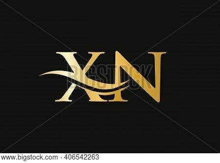 Water Wave Xn Logo Vector. Swoosh Letter Xn Logo Design For Business And Company Identity.
