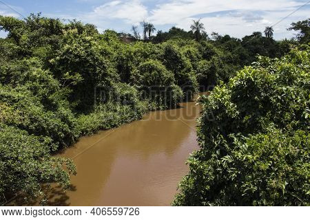 Sao Lourenco River Landscape Located At Ibitinga City, State Of Sao Paulo
