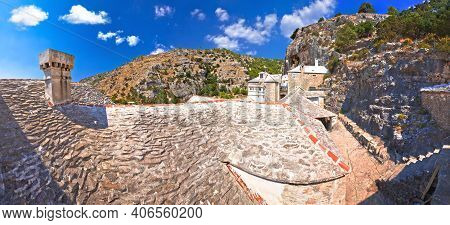 Pustinja Blaca Hermitage Hidden In Stone Desert Canyon Of Brac Island, Dalmatia Archipelago Of Croat