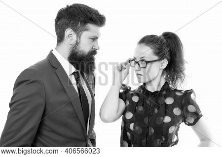 Employer And Employee Relations. Law Firm Employee And Lawyer. Professional Couple. Business Woman A