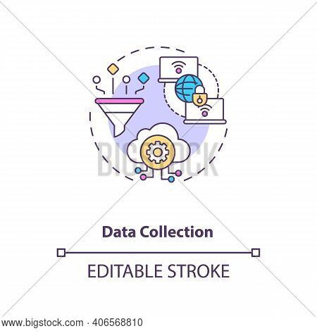Data Collection Concept Icon. M2m Communication Type Idea Thin Line Illustration. Gathering And Meas