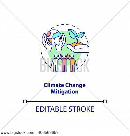 Climate Change Mitigation Concept Icon. Organic Waste Reduction Benefit Idea Thin Line Illustration.