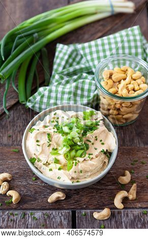 Vegan Cashew Cream Cheese With Fresh Herbs And Scallions