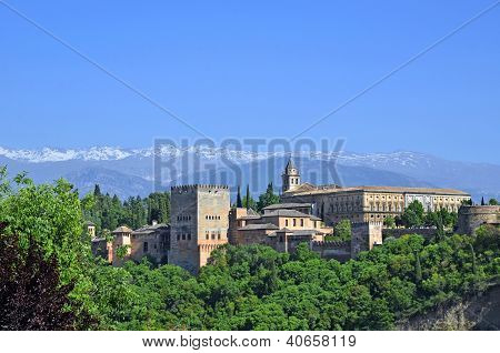 View from Albaicin district from the Alhambra at sunset