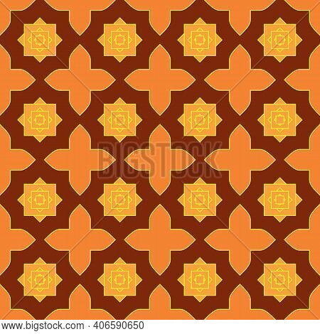 Seamless Abstract Pattern On Arabic Themes. Geometric Shapes On A Brown Background