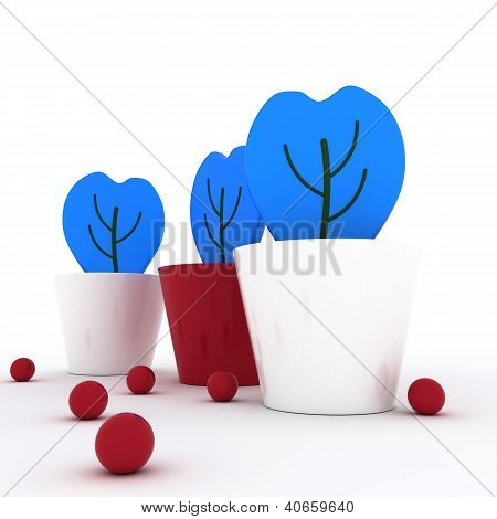 Blue Flowers In A Pot