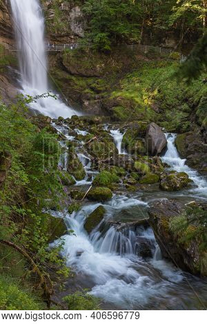 Giessbach, Switzerland - August 15, 2019 - Giessbach Waterfall