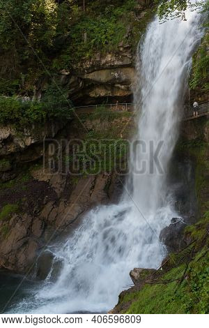 Giessbach, Switzerland - August 15, 2019 - Giessbach Waterfall