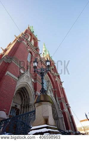 Fragments Of A Building, Winter Landscape, St. Johns Church, Ullanlinna, Helsinki. High Quality Phot