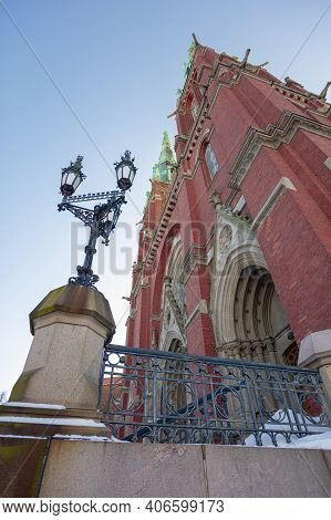 Fragments Of A Building, Winter Landscape, St. Johns Church, Ullanlinna, Helsinki. High Quality Phot