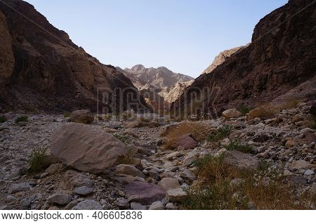 Hiking In Evening In Shehoret Mountains, South Israel