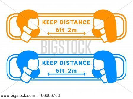 Face Mask And Keep Distance Sign Vector
