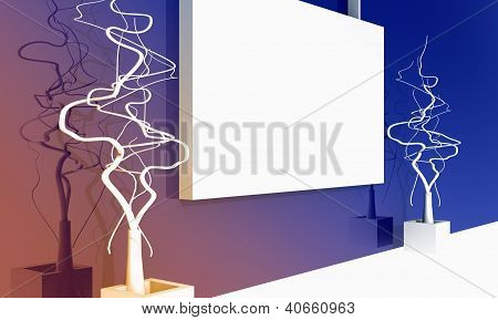 Empty White Projection Screen In Studio