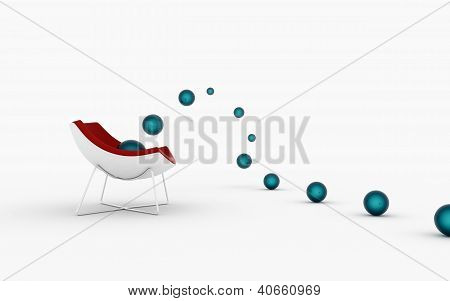 Modern Red Chair With Spheres
