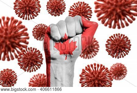 Canada Flag Fist Fighting Off Coronavius Disease