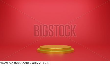 Golden Geometric Sphere Background Simple Podium Prototype Pallet Display And Commercial Product Con