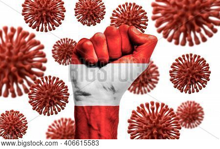 Austria Flag Fist Fighting Off Coronavius Disease