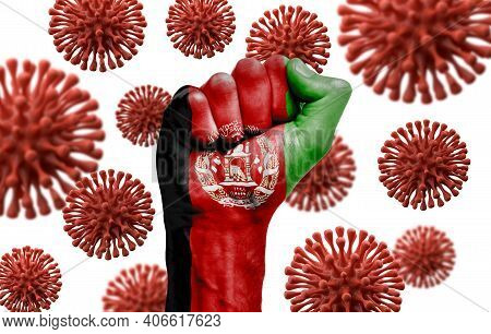 Afghanistan Flag Fist Fighting Off Coronavius Disease