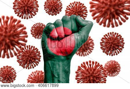 Bangladesh Flag Fist Fighting Off Coronavius Disease