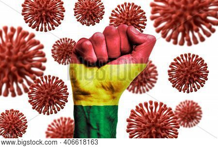 Bolivia Flag Fist Fighting Off Coronavius Disease