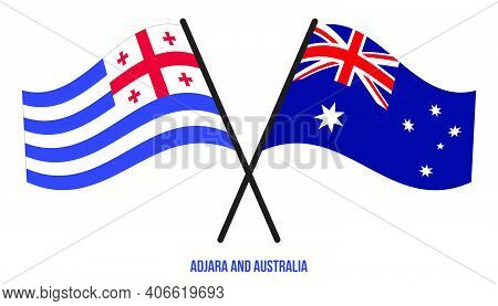 Adjara And Australia Flags Crossed And Waving Flat Style. Official Proportion. Correct Colors.