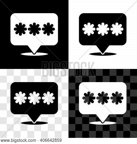 Set Password Protection And Safety Access Icon Isolated On Black And White, Transparent Background. 