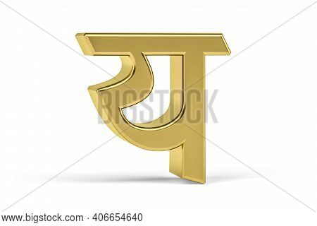 Golden Indian Letter - 3d Indian Letter On White Background - Translation: Letter 