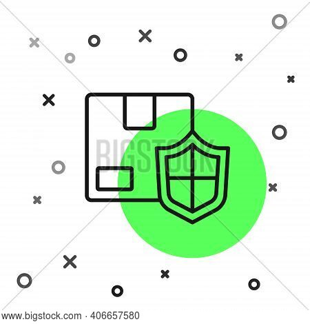 Black Line Delivery Security With Shield Icon Isolated On White Background. Delivery Insurance. Insu