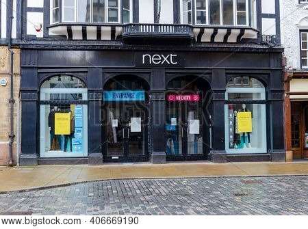 Chester; Uk: Jan 29, 2021: The Next Store On Eastgate Street