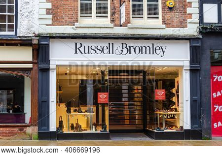 Chester; Uk: Jan 29, 2021: The Russell And Bromley Store On Eastgate Street