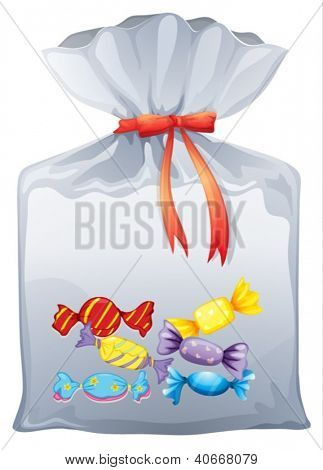 Illustrazione di un sacchetto sacchetto di dolci su sfondo bianco