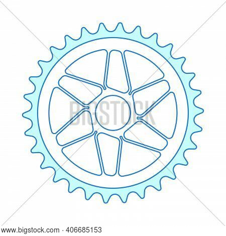 Bike Gear Star Icon. Thin Line With Blue Fill Design. Vector Illustration.