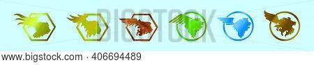 Set Of Winged Lion Logo Cartoon Icon Design Template With Various Models. Modern Vector Illustration