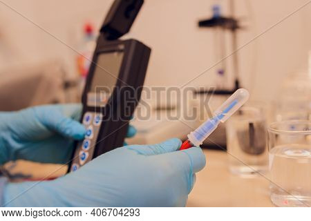 Electrode Ph Meter And Ph Meter For Laboratory Measurements. Water And Solution. Used For Researcher