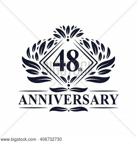48 Years Anniversary Logo, Luxury Floral 48th Anniversary Logo.