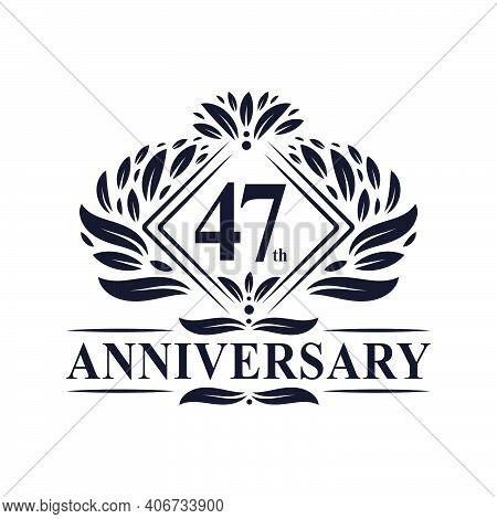 47 Years Anniversary Logo, Luxury Floral 47th Anniversary Logo.