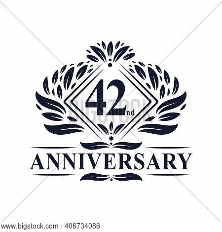 42 Years Anniversary Logo, Luxury Floral 42nd Anniversary Logo.