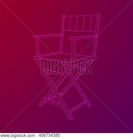 Director Movie Workplace Chair. Wireframe Low Poly Mesh Vector Illustration